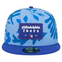 Casquette ajustée 59FIFTY bicolore Royal Philadelphia 76ers Palm Fronds New Era pour homme