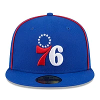 Men's New Era Royal Philadelphia 76ers Piped & Flocked 59Fifty Fitted Hat