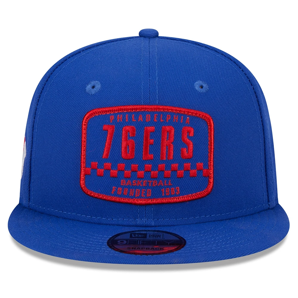 Men's New Era Royal Philadelphia 76ers  Rally Drive Finish Line Patch 9FIFTY Snapback Hat