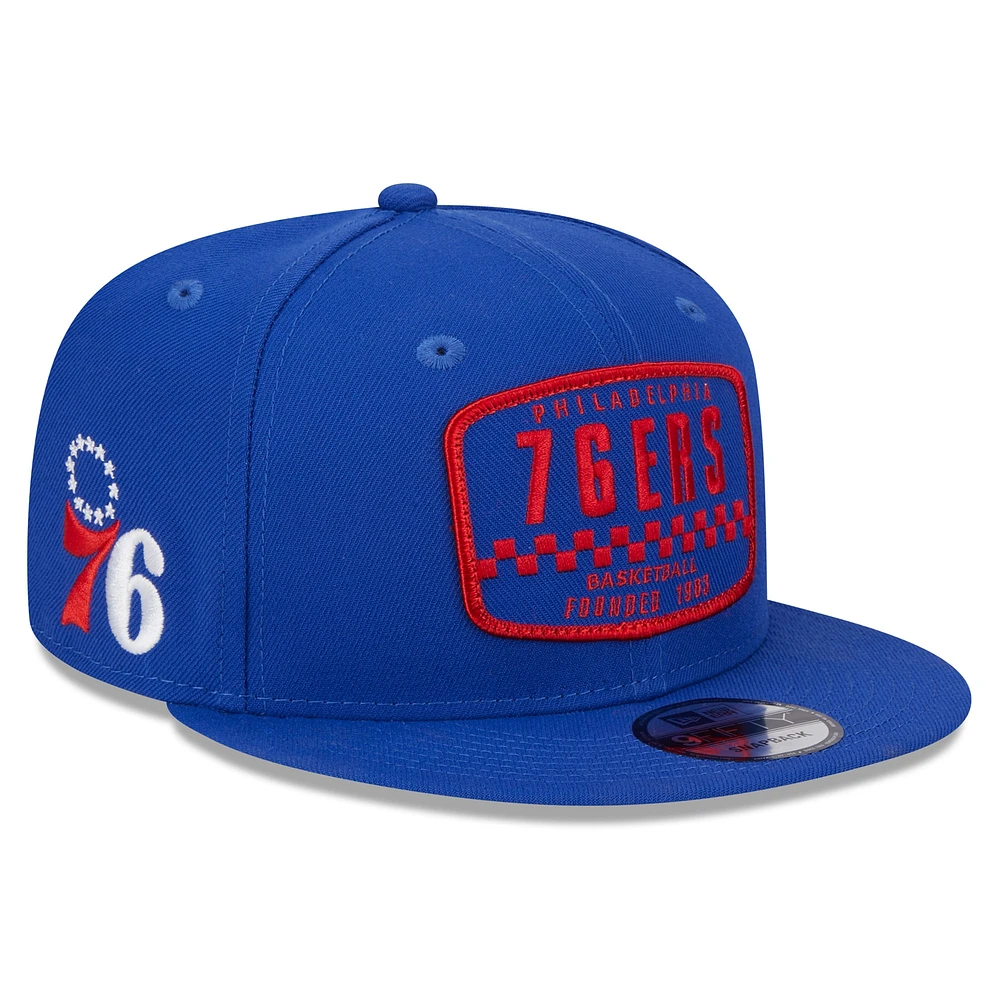 Men's New Era Royal Philadelphia 76ers Rally Drive Finish Line Patch 9FIFTY Snapback Hat