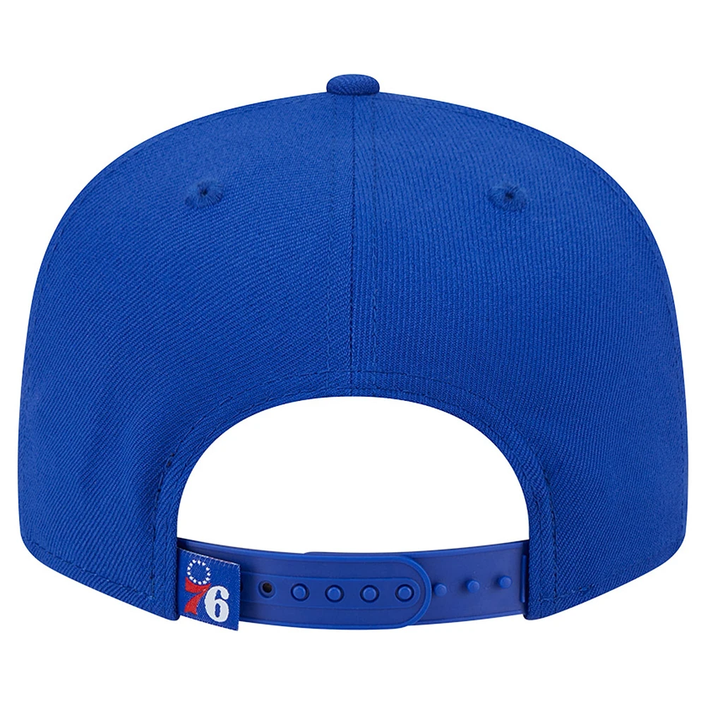 Men's New Era Royal Philadelphia 76ers Sport Night Team Shadow 9FIFTY Snapback Hat