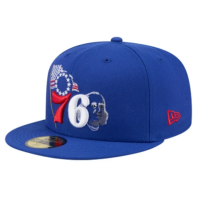 Casquette ajustée New Era Royal Philadelphia 76ers State Stitch 59FIFTY pour homme