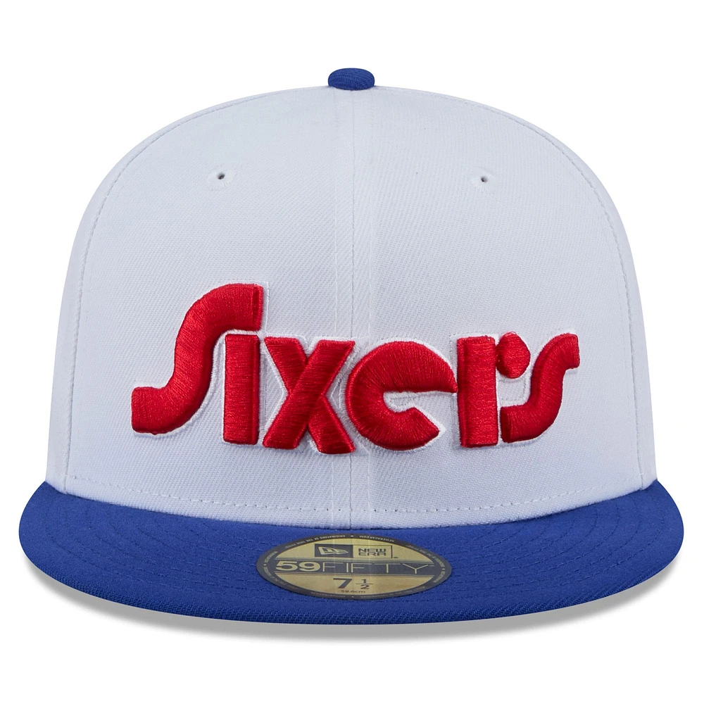 Men's New Era Silver/Royal Philadelphia 76ers 2024/25 City Edition 59FIFTY Fitted Hat