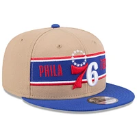Men's New Era Tan/Royal Philadelphia 76ers 2024 NBA Draft 9FIFTY Snapback Hat