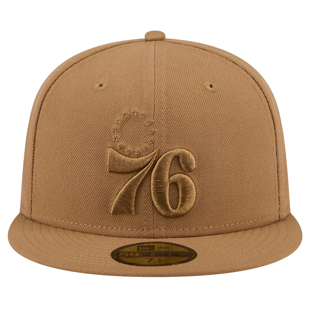 Men's New Era Tan Philadelphia 76ers 59FIFTY Fitted Hat
