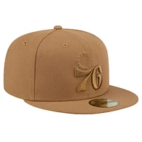 Men's New Era Tan Philadelphia 76ers 59FIFTY Fitted Hat