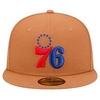 Men's New Era Tan Philadelphia 76ers Color Pack 59FIFTY Fitted Hat
