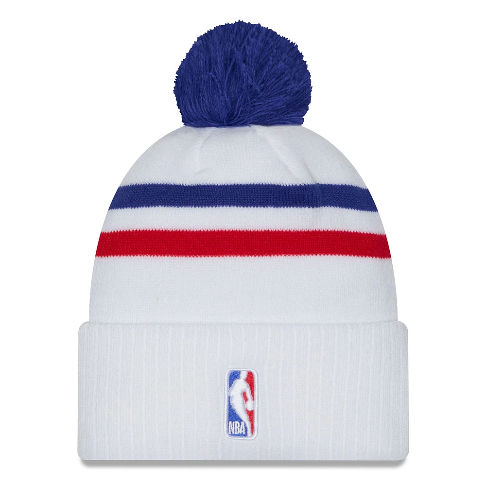 Men's New Era  White Philadelphia 76ers 2024/25 City Edition Cuffed Knit Hat with Pom