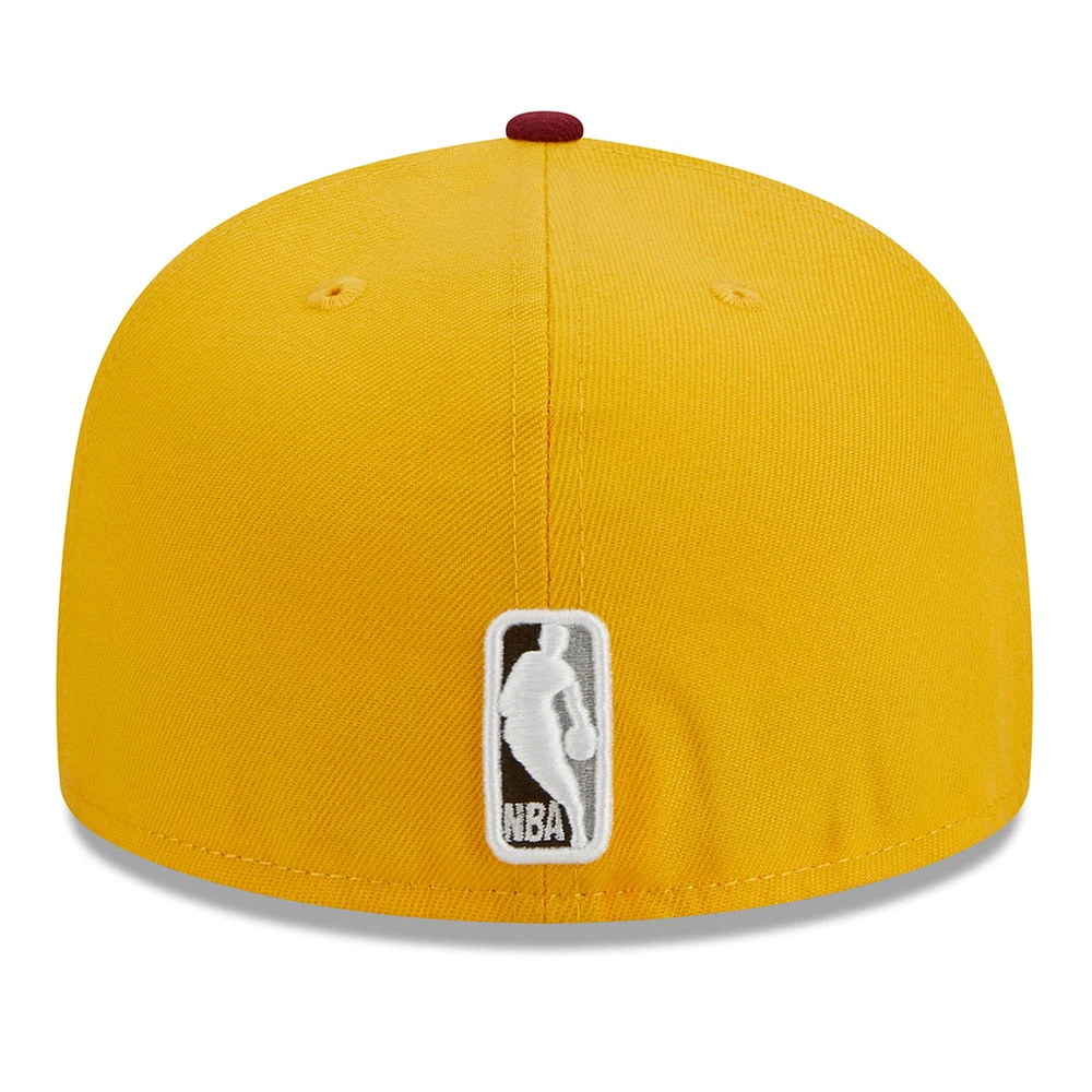 Men's New Era Yellow/Red Philadelphia 76ers Fall Leaves 2-Tone 59FIFTY Fitted Hat