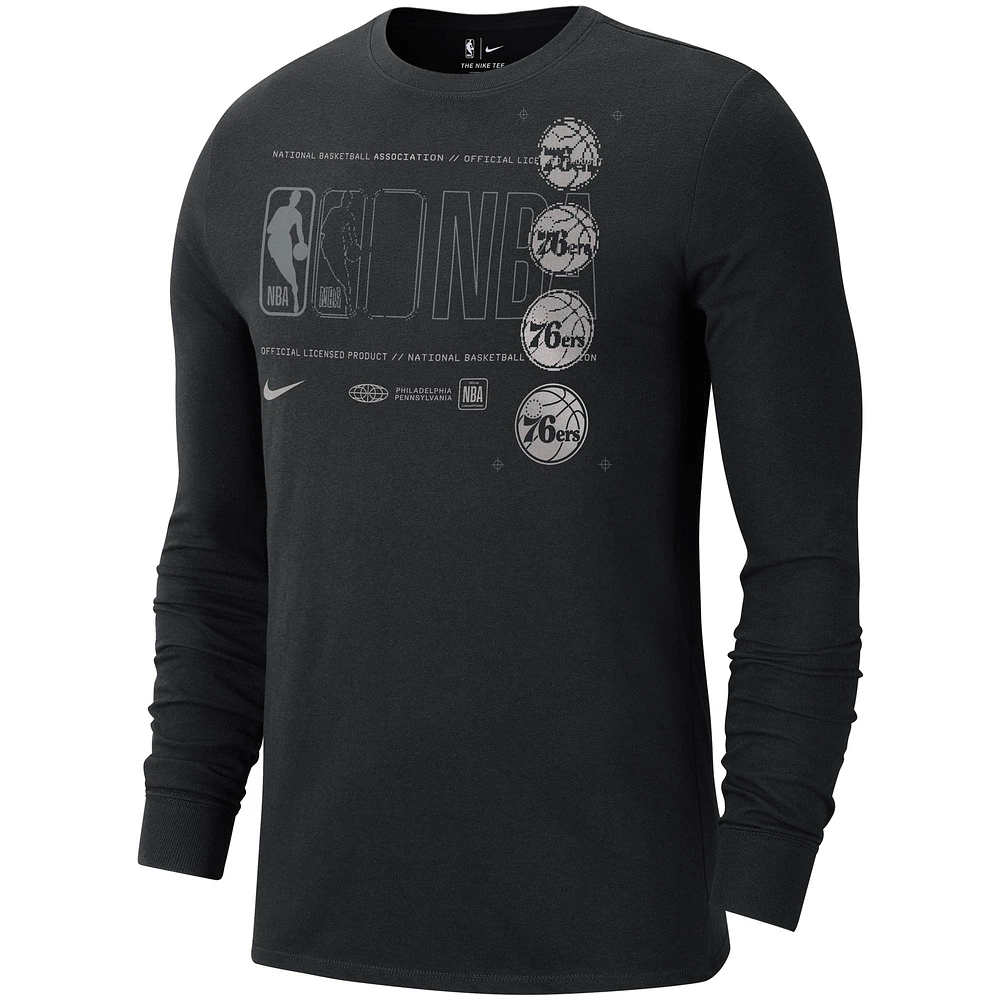 Men's Nike Black Philadelphia 76ers Courtside Chrome Long Sleeve T-Shirt