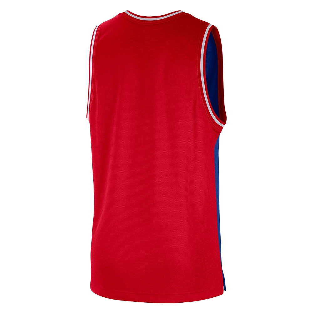 Men's Nike Royal/Red Philadelphia 76ers Courtside Versus Force Split DNA Performance Mesh Tank Top