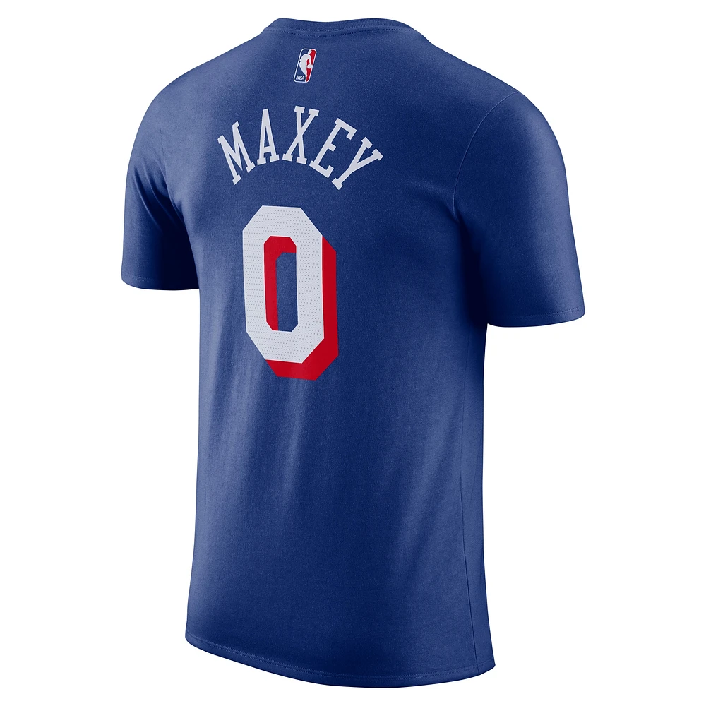 Men's Nike Tyrese Maxey Royal Philadelphia 76ers Icon Edition Name & Number T-Shirt