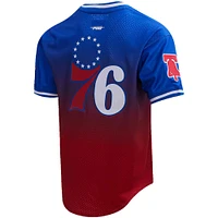 Men's Post Joel Embiid Royal/Red Philadelphia 76ers Ombre Name & Number T-Shirt