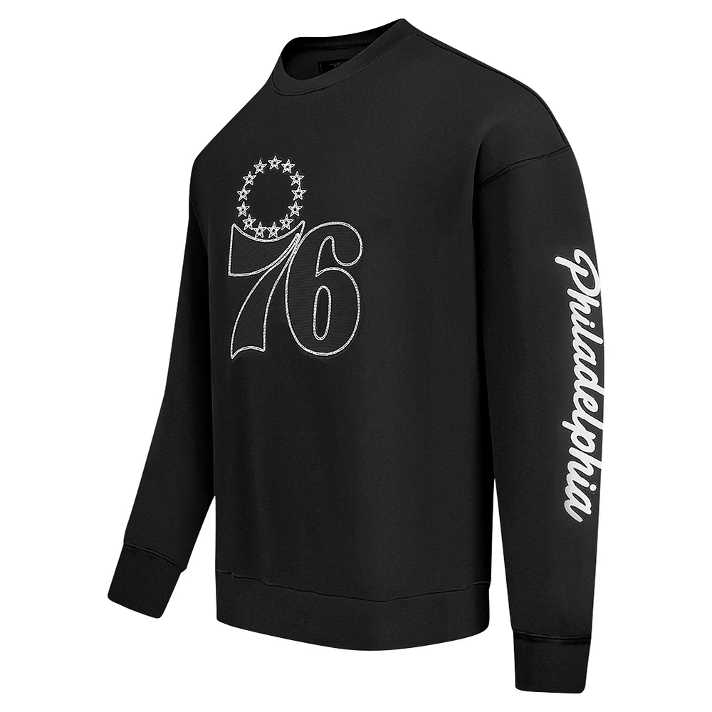 Men's Pro Standard Black Philadelphia 76ers Paint the City Drop Shoulder Sweatshirt