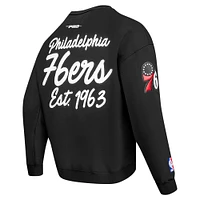 Men's Pro Standard Black Philadelphia 76ers Paint the City Drop Shoulder Sweatshirt