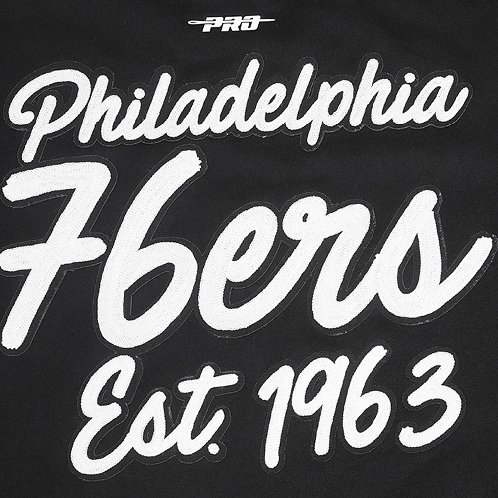 Men's Pro Standard Black Philadelphia 76ers Paint the City Drop Shoulder Sweatshirt