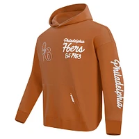 Men's Pro Standard Brown Philadelphia 76ers Paint the City Drop Shoulder Pullover Hoodie