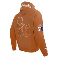 Men's Pro Standard Brown Philadelphia 76ers Paint the City Drop Shoulder Pullover Hoodie