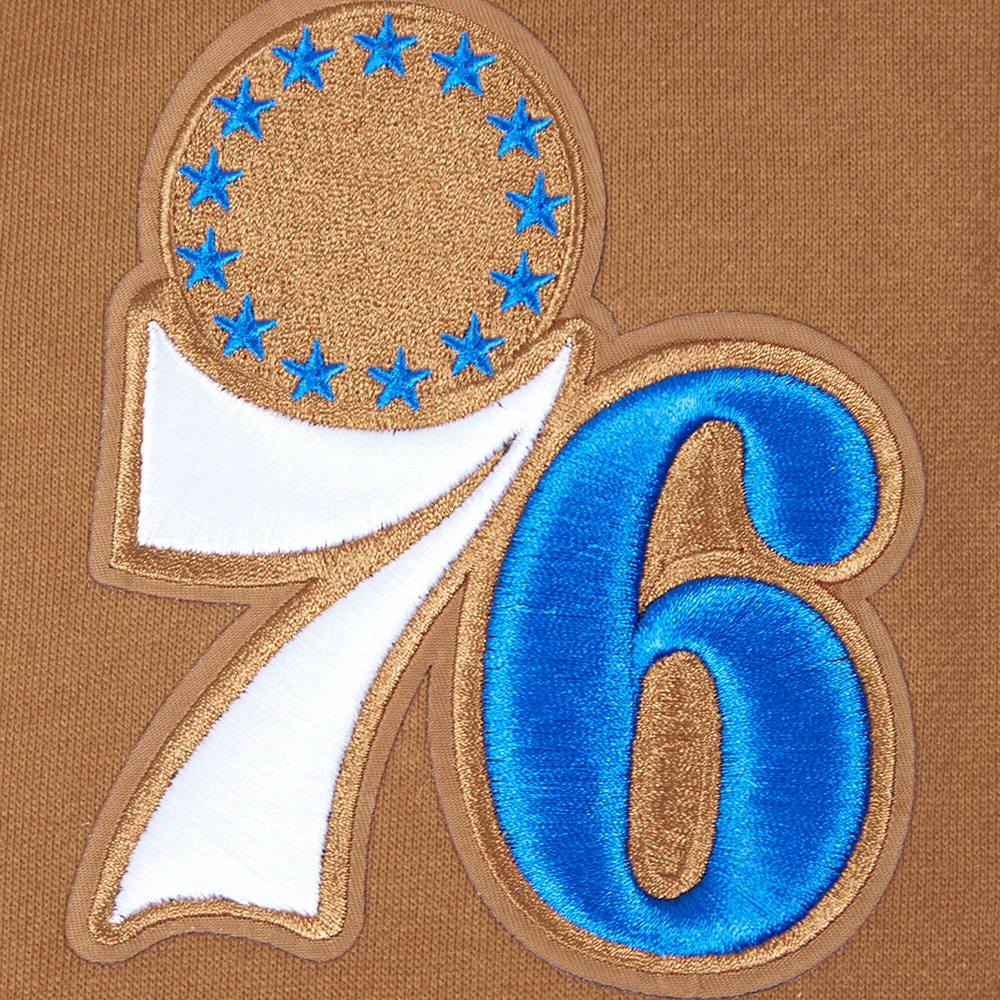 Men's Pro Standard Brown Philadelphia 76ers Paint the City Drop Shoulder Pullover Hoodie