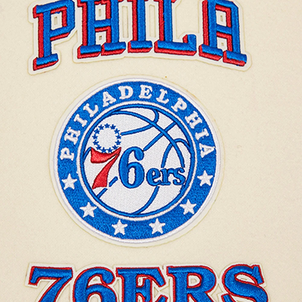 Men's Pro Standard Cream Philadelphia 76ers Retro Classic Varsity Full-Zip Jacket