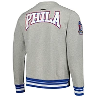Men's Pro Standard Heather Gray Philadelphia 76ers Crest Emblem Pullover Sweatshirt