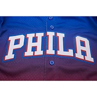 Men's Pro Standard  Royal/Red Philadelphia 76ers Ombre Mesh Button-Up Shirt