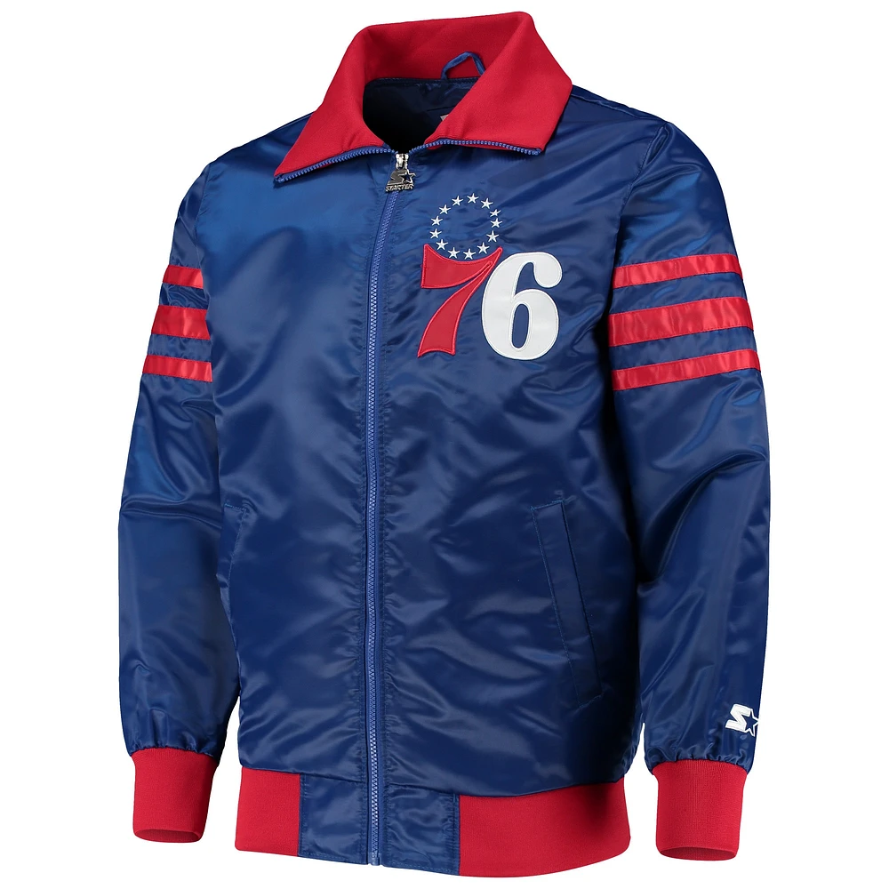 Men's Starter Royal Philadelphia 76ers The Captain II Full-Zip Varsity Jacket