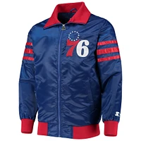 Men's Starter Royal Philadelphia 76ers The Captain II Full-Zip Varsity Jacket