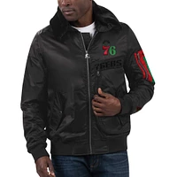 Men's Starter x Ty Mopkins Black Philadelphia 76ers History Month Satin Full-Zip Jacket