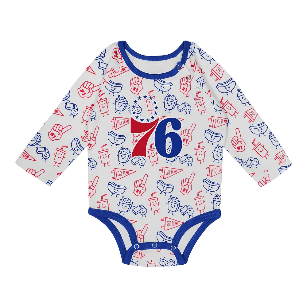 Newborn & Infant Philadelphia 76ers Little Champ Long Sleeve Bodysuit, Pants Cuffed Knit Hat 3-Piece Set