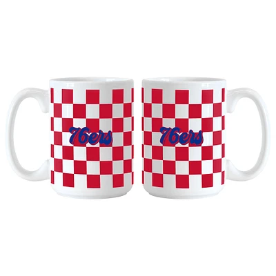 Lot de 2 tasses à logo à carreaux Philadelphia 76ers de 15 oz