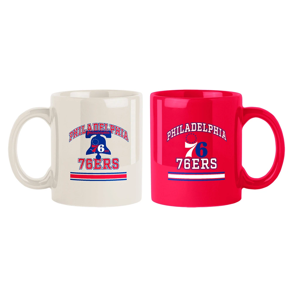 Lot de deux tasses colorées de 15 oz des Philadelphia 76ers