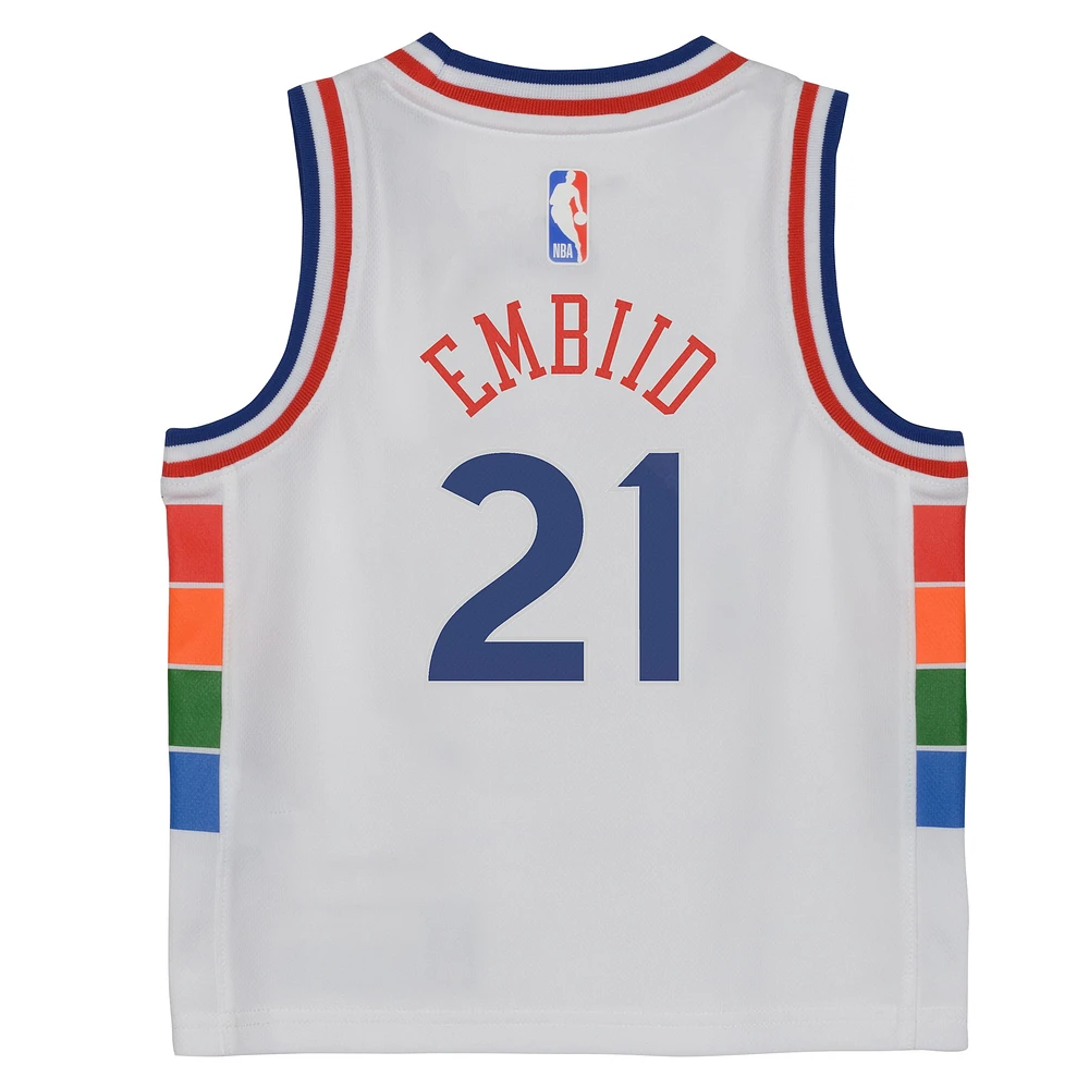 Maillot de joueur Nike Joel Embiid pour enfant blanc Philadelphia 76ers 2024/25 Swingman - Édition City