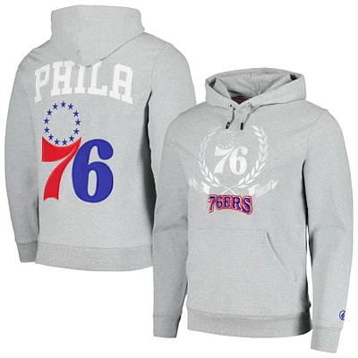 Sweat à capuche unisexe FISLL gris chiné Philadelphia 76ers Heritage Crest