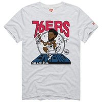 Unisex Homage Joel Embiid Ash Philadelphia 76ers 2024/25 City Edition Caricature Tri-Blend T-Shirt