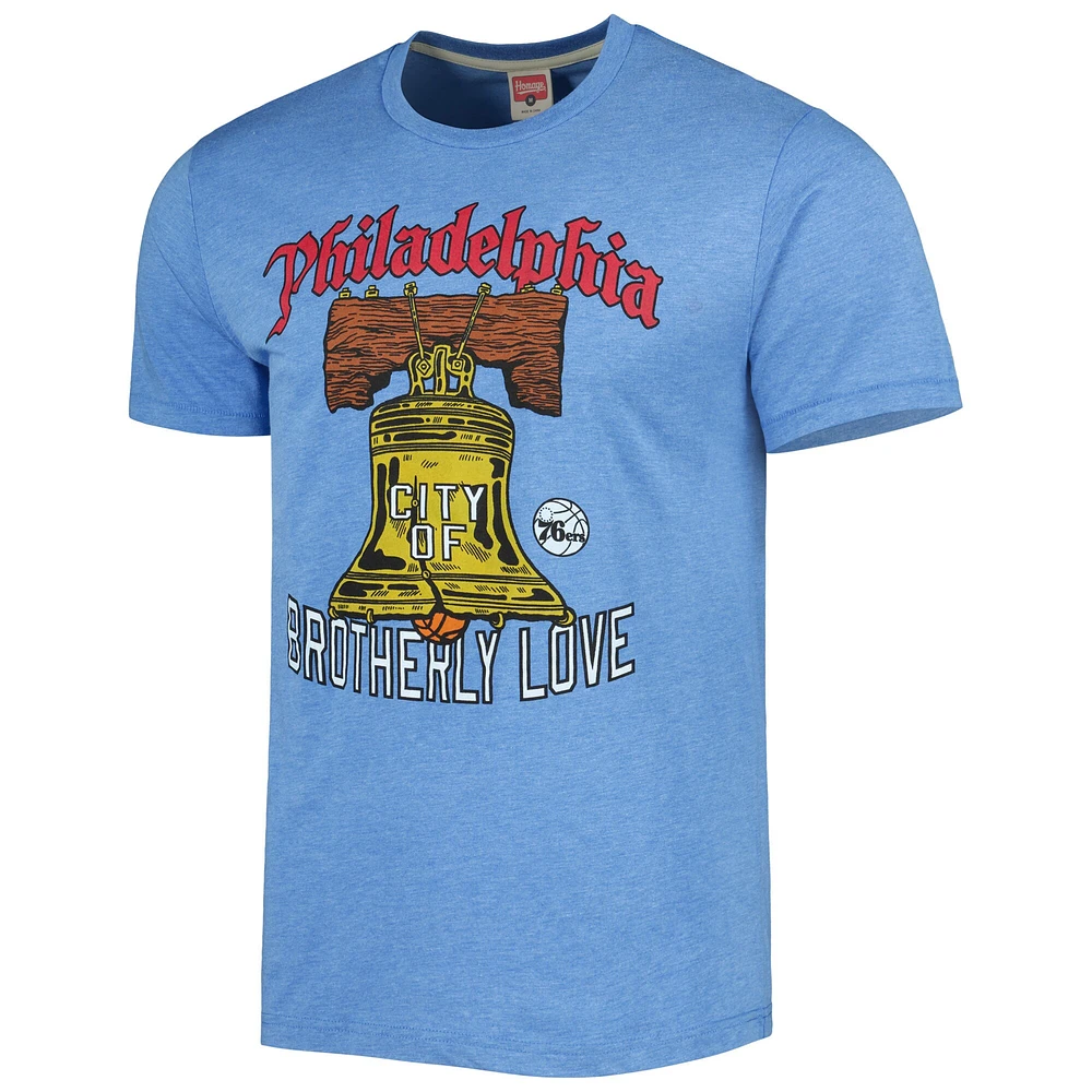 Unisex Homage Light Blue Philadelphia 76ers Hometown Hyper Local Tri-Blend T-Shirt