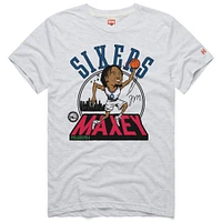 Unisex Homage Tyrese Maxey Ash Philadelphia 76ers 2024/25 City Edition Caricature Tri-Blend T-Shirt