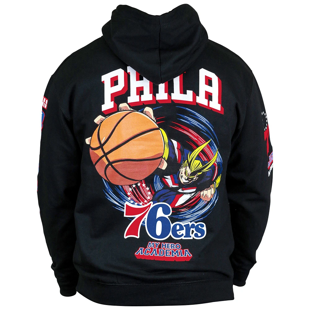Unisex Hyperfly  Black Philadelphia 76ers NBA x My Hero Academia All Might Smash Pullover Hoodie