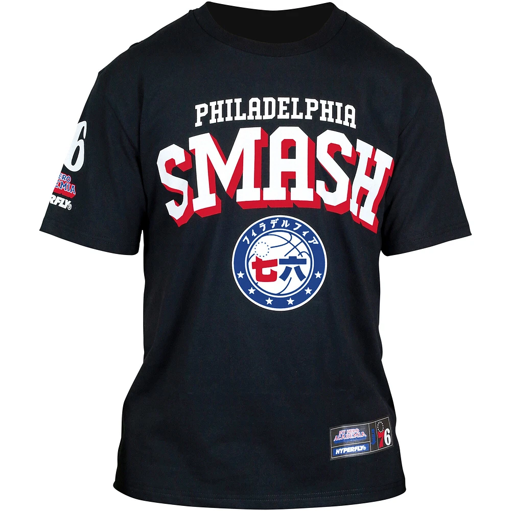 Unisex Hyperfly Black Philadelphia 76ers NBA x My Hero Academia All Might Smash T-Shirt