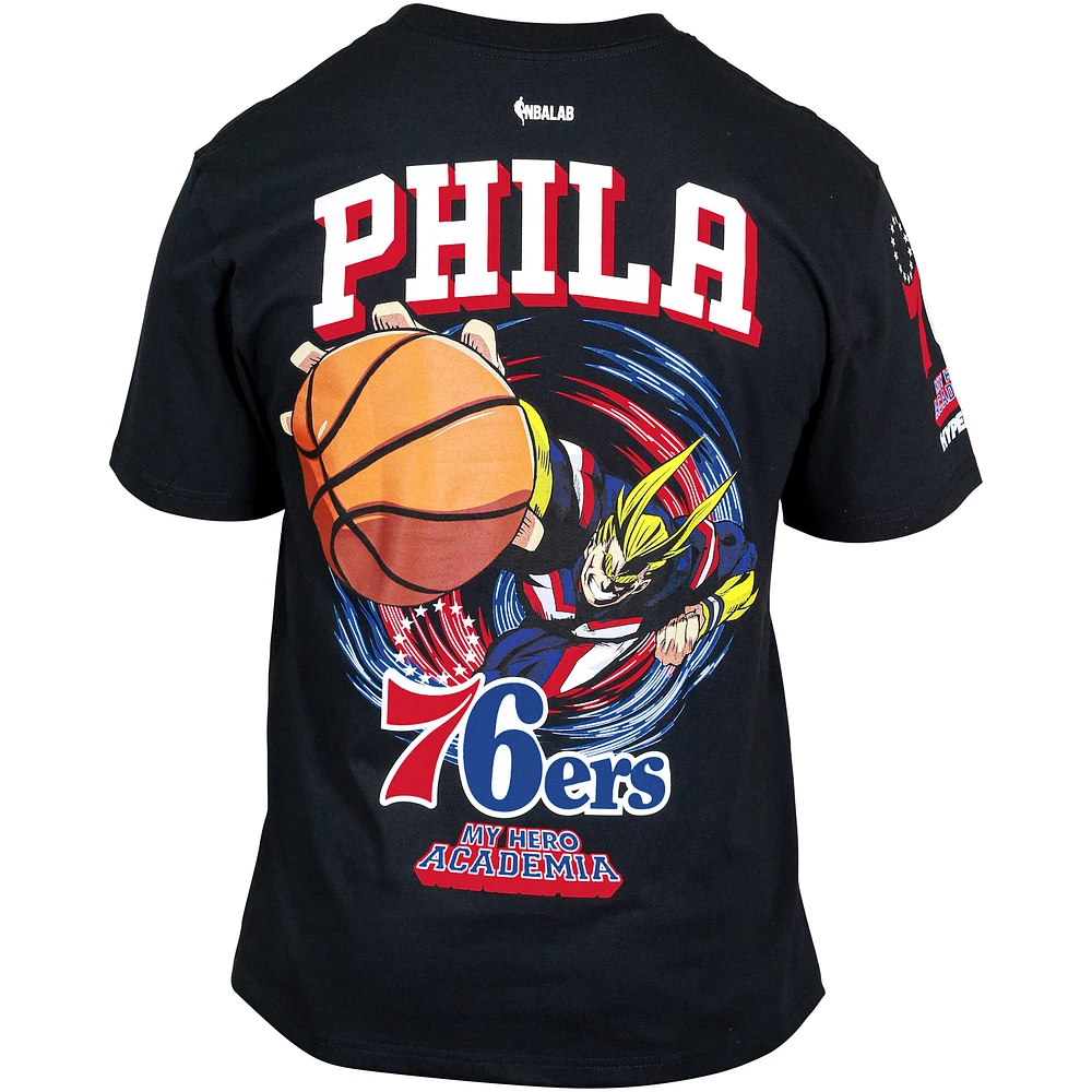 Unisex Hyperfly Black Philadelphia 76ers NBA x My Hero Academia All Might Smash T-Shirt