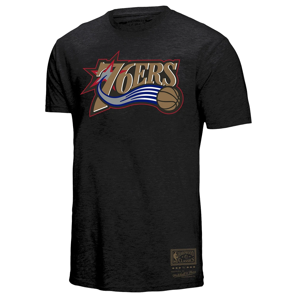 Unisex Mitchell & Ness  Charcoal Philadelphia 76ers Hardwood Classics MVP Throwback Logo T-Shirt