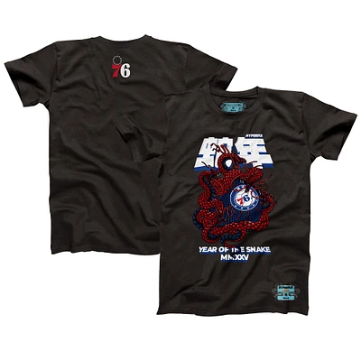 T-shirt unisexe NBALab x Hyperfly Heather Black Philadelphia 76ers Collection Année du serpent Nouvel An lunaire