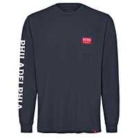 Unisex Sportiqe Navy Philadelphia 76ers Wales Heavyweight Pocket Long Sleeve T-Shirt