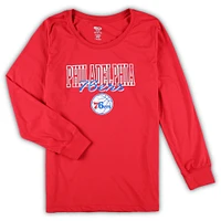Women's Concepts Sport Red/Heather Gray Philadelphia 76ers Plus Long Sleeve T-Shirt and Shorts Sleep Set
