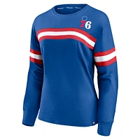 Women's Fanatics Royal Philadelphia 76ers Block Party Striped - Long Sleeve T-Shirt