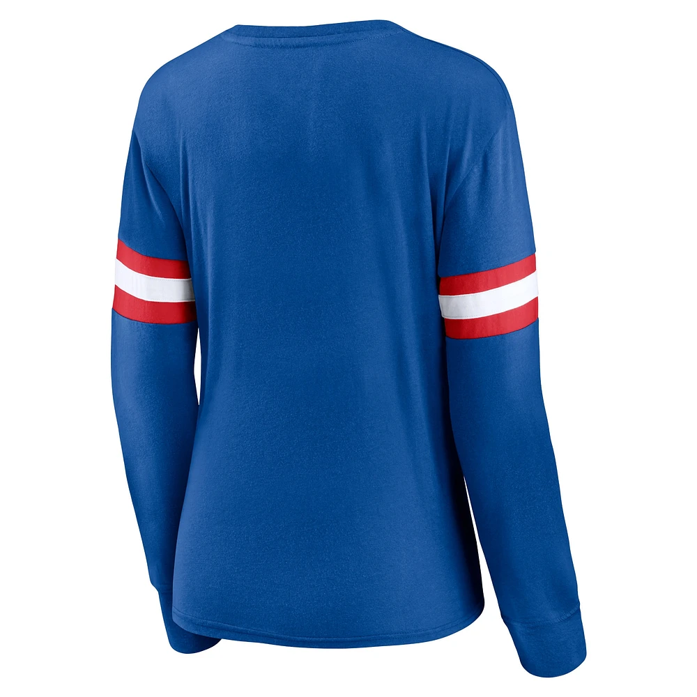 Women's Fanatics Royal Philadelphia 76ers Block Party Striped - Long Sleeve T-Shirt