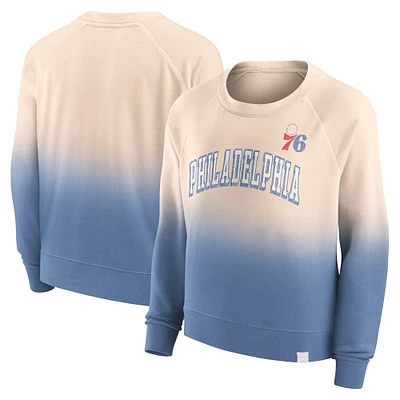 Sweat-shirt Fanatics Tan/Royal Philadelphia 76ers Lounge Arch Raglan pour femmes