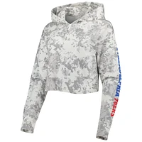 Women's Lusso Gray/White Philadelphia 76ers Maia Tri-Blend Cropped Quarter-Zip Top