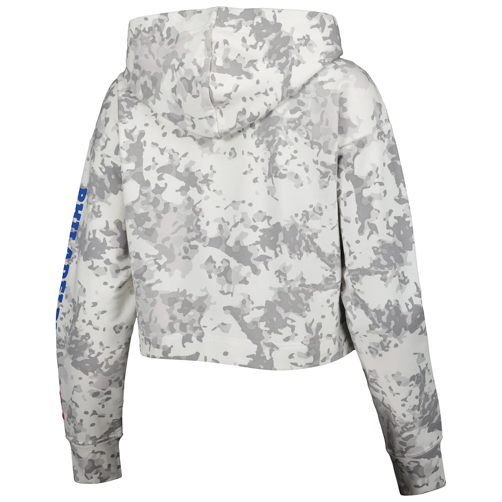 Women's Lusso Gray/White Philadelphia 76ers Maia Tri-Blend Cropped Quarter-Zip Top