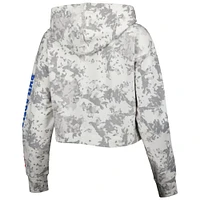 Women's Lusso Gray/White Philadelphia 76ers Maia Tri-Blend Cropped Quarter-Zip Top